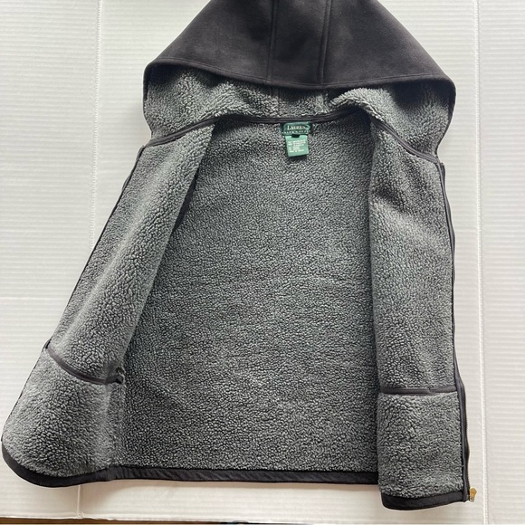 Lauren Ralph Lauren suede black hooded zip vest Small - Picture 5 of 7
